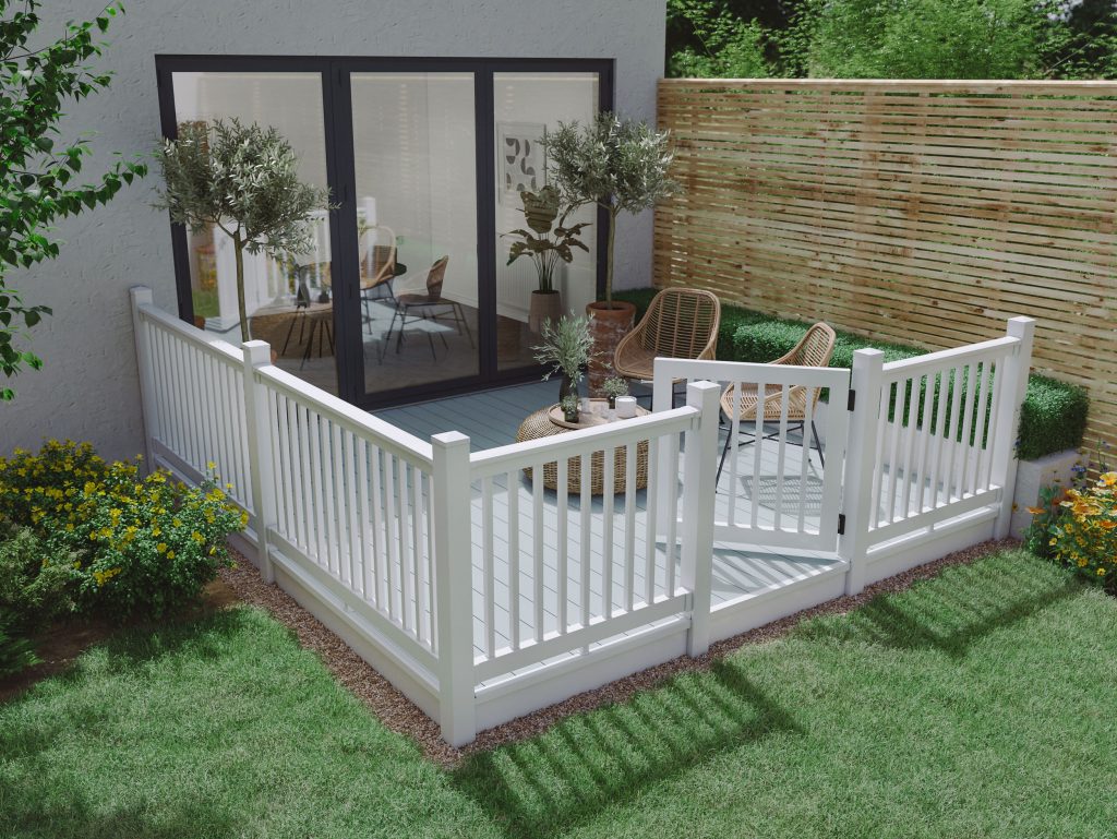 White PVC decking gate